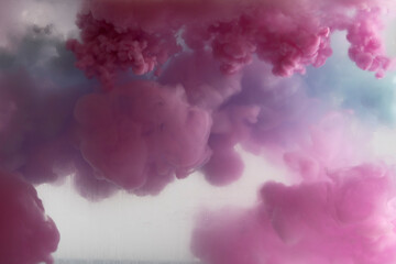 Ominous pink cloud hanging in the water in a aquarium