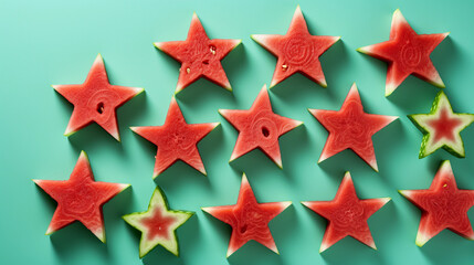 Obraz premium Star-Shaped Watermelon Slices A Refreshing Summer Delight on Display