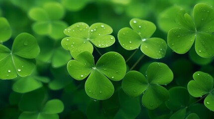 a leave of lucky clover against bokeh background with copy space