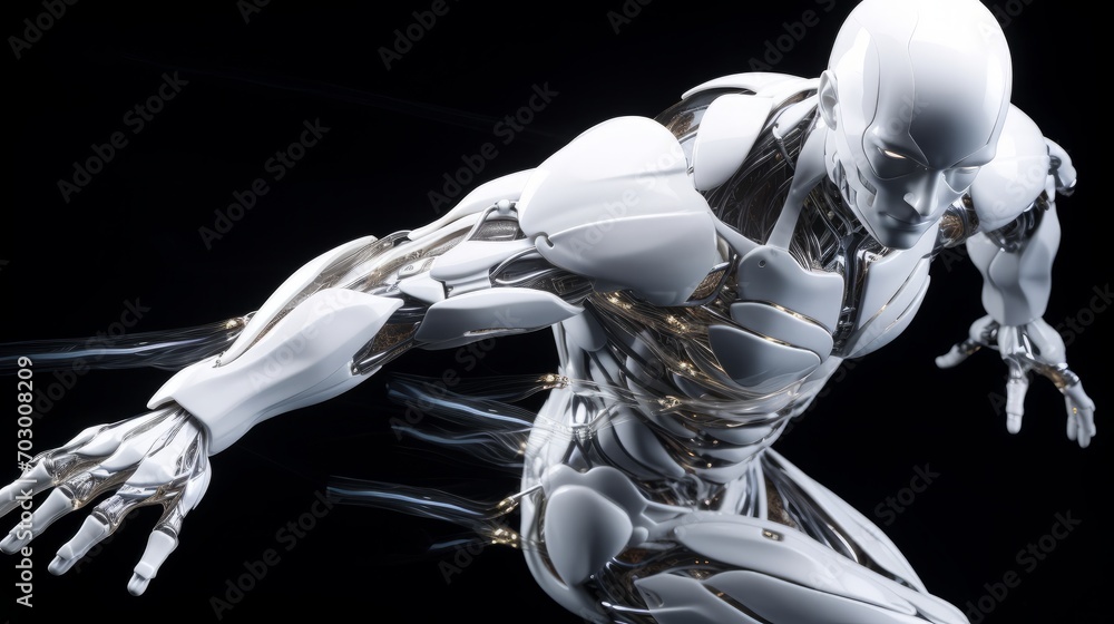 Poster high-tech robot with energy in the form of lightning, ai