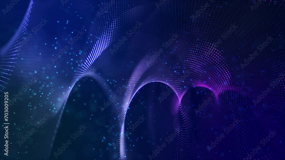 Poster surface composed of luminous particles that form a spiral structure. captivating seamless looped ani