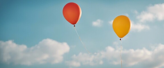 Lone Balloon A single, brightly colored balloon floating against a clear blue sky
