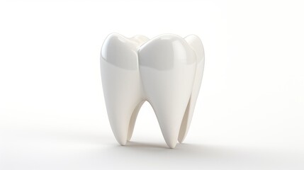  a tooth shaped object sitting on top of a white surface in front of a white background with room for text.