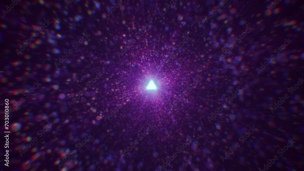 Poster abstract digital tunnel in cyberspace consisting of particles. virtual space consisting of a bright 