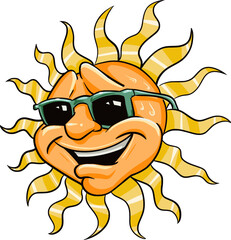 Vector sun cartoon character with sunglasses