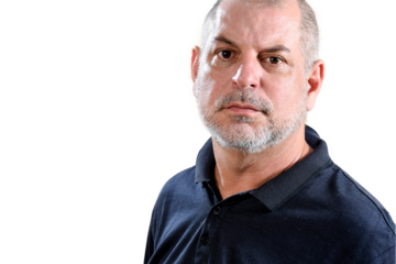 bald adult man showing cell phone handset technology edition "S3niorLife"