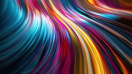 Foto op Canvas Vibrant and dynamic, this abstract background showcases glossy colored waves, a sleek metallic sheen, and a burst of bright rainbow hues.  © Matthew