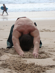 Man Getting Ready to Surf