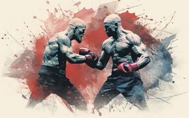 Fototapeta premium Illustration of two MMA fighters fight each other