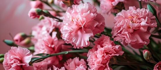 March 8th card for Women's Day featuring pink carnations.
