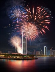 fireworks over the city