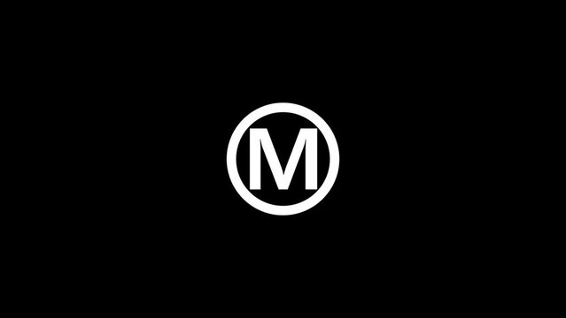 Alphabetical logo animation, Capital letter "M" in a circle.