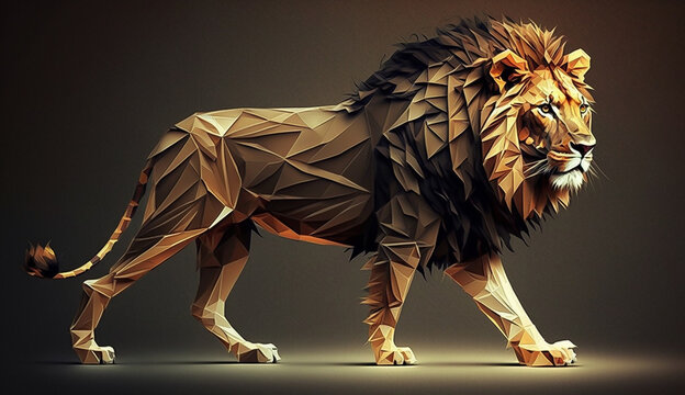 low poly lion