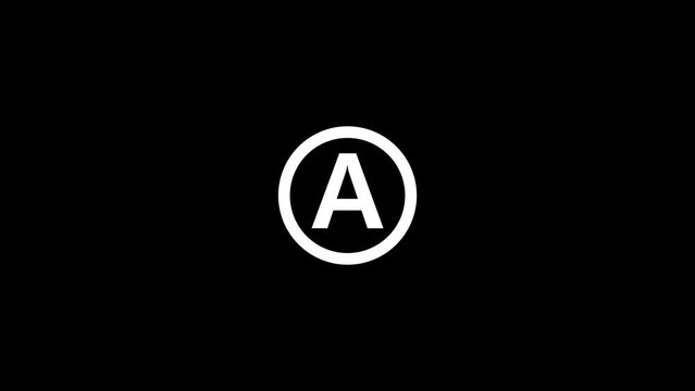 Alphabetical logo animation, Capital letter "A" in a circle.