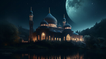 Fototapeta premium Mosque at night