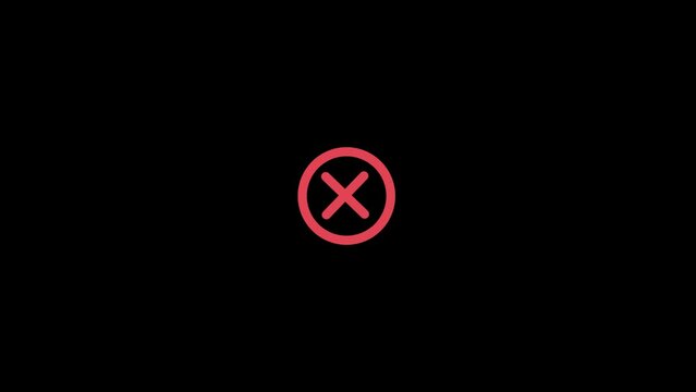 Red cross mark animation, cancel icon, round button, close button, red button, cross mark icon animation.