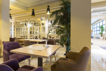 Hotel lounge interior in new hotel