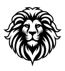Fototapeta premium Lion head company logo vector line art illustration on white background. Lion face and mane business logo design.