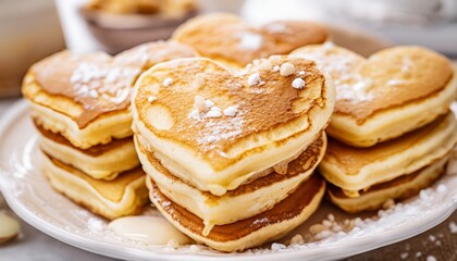 Fototapeta na wymiar Heart-Shaped Pancakes