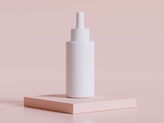 Realistic cosmetic bottle. Beauty product container set, plastic bottle illustration blank. spray bottle, cream tube and jar mockup collection on the podium 3D. Clear spa hygiene object