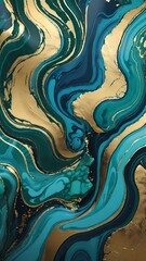 The image features an abstract marbling effect with waves of emerald green and soft pink, interspersed with luxurious gold swirls, creating a rich and fluid design.
