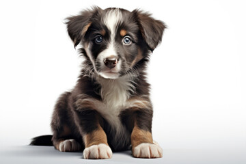 Fototapeta premium A cute puppy on white backdrop, generative AI
