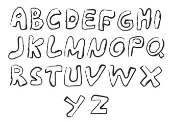Hand drawn of alphabet letters from A-Z in trendy lineart.