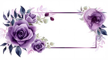 Floral frame with watercolor flowers, decorative flower background pattern, watercolor floral border background