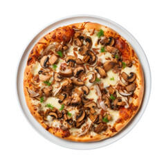 Mushroom Pizza Isolated on a Transparent Background