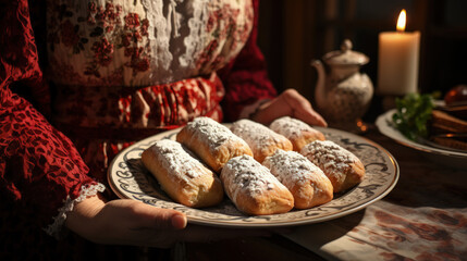 a cannolis on a kitchen table