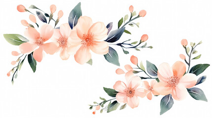 Floral frame with watercolor flowers, decorative flower background pattern, watercolor floral border background