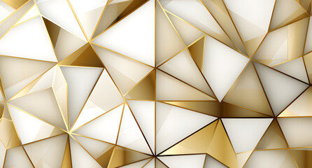an abstract modern white and gold geometric design with triangles on white background