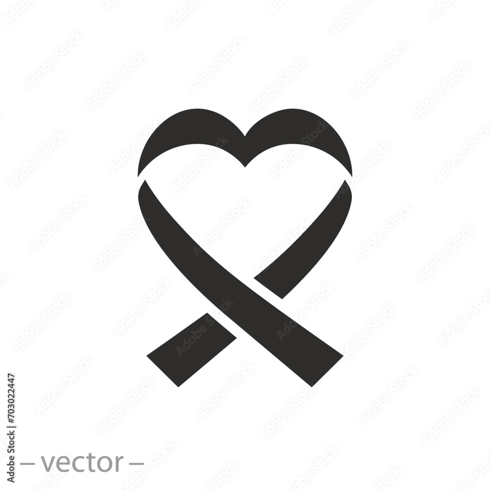 Wall mural solidarity or support icon, heart shaped ribbon, flat symbol on white background - vector illustration eps10 - Wall murals