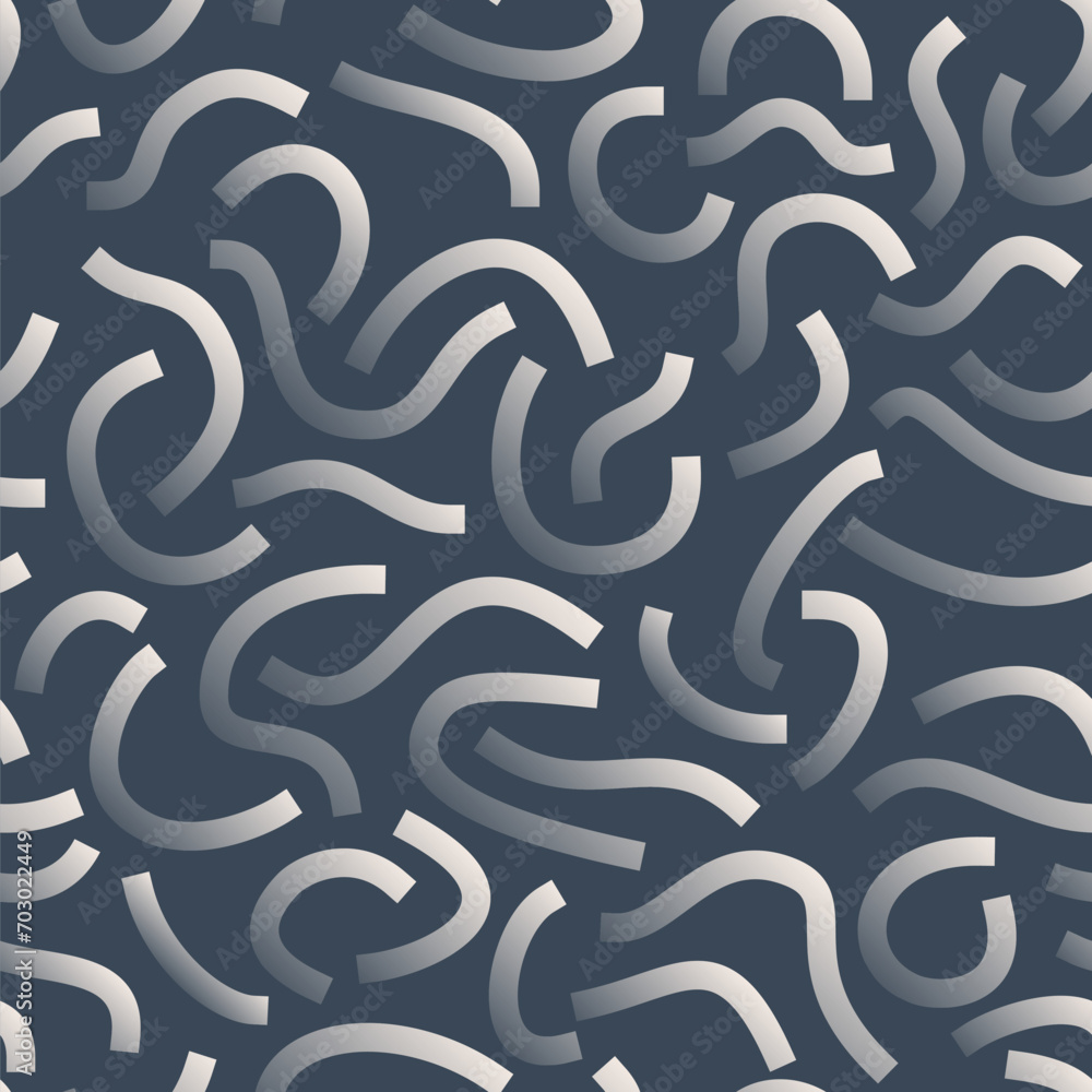 Poster white gradient curved lines isolated on dark grey background. transparent bold squiggles.