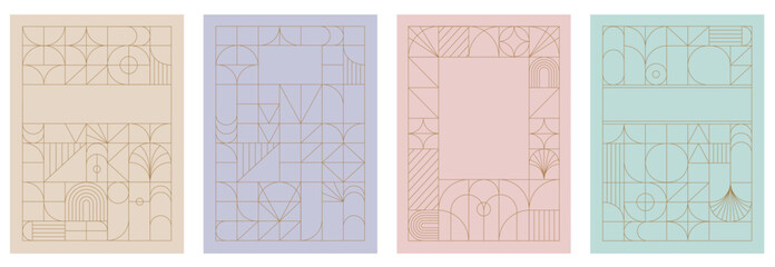 Art Deco frames minimalist collection. Elegant luxury borders and frames, vector templates design