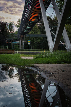 Slinky springs to fame bridge at the Kaisergarten in Oberhausen, Germany
