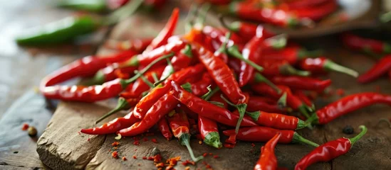 Foto op Plexiglas Organic red chili pepper, fresh. © TheWaterMeloonProjec
