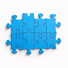 Top view of blue puzzle on white background, AI generator