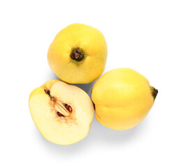 Fresh quinces on white background