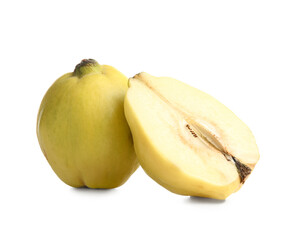 Fresh quinces on white background