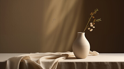 Empty vase with no handles in raw clay