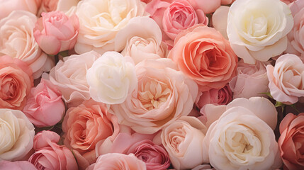 Texture from roses in a delicate, pink pastel color palette