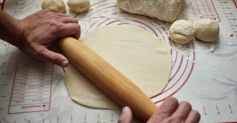 The work table of the cook who rolls out the dough