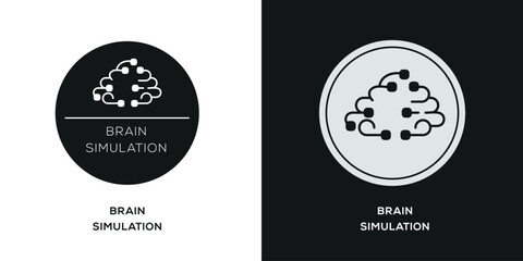 (Brain Simulation) Icon, Vector sign.