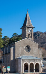 Fototapeta premium L'église Saint-Vincent d'Ax-les-Thermes, Ariège, France