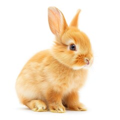 Obraz premium Small Brown Rabbit Sitting on White Floor