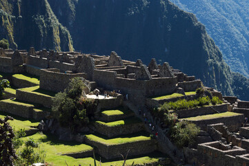 Well-preserved stone-built sectors and terraces in the city of Machu Picchu