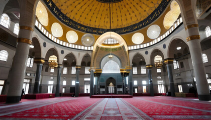 Fototapeta na wymiar View of Taksim mosque inside in Istanbul downtown.