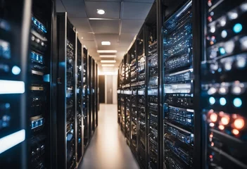 Fotobehang Muziekwinkel Server room data storage network Technology background