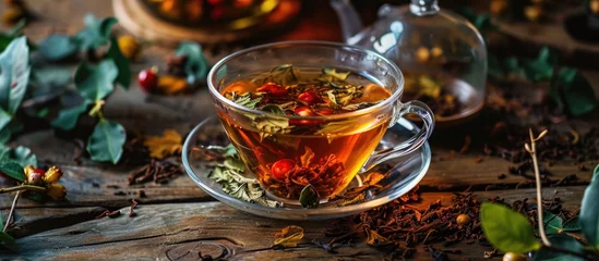 Zelfklevend Fotobehang Organic tea made from Smilax aspera with medicinal properties © 2rogan
